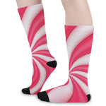 Pink Swirl Candy Print Long Socks