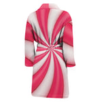 Pink Swirl Candy Print Men's Bathrobe