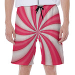 Pink Swirl Candy Print Men's Beach Shorts