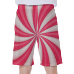 Pink Swirl Candy Print Men's Beach Shorts