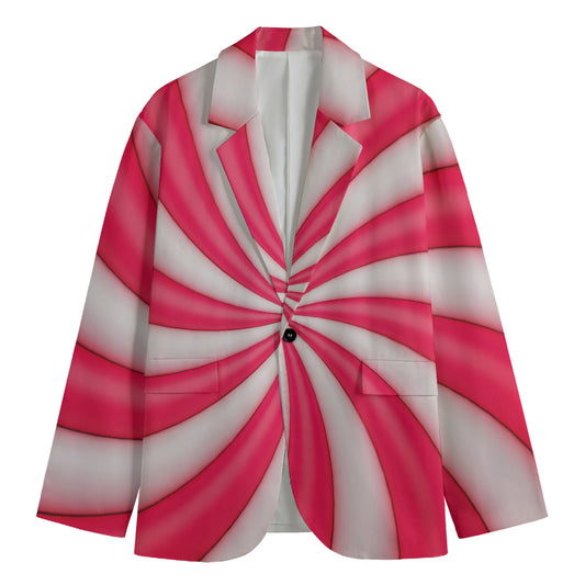 Pink Swirl Candy Print Men's Blazer