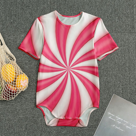 Pink Swirl Candy Print Men's Bodysuit