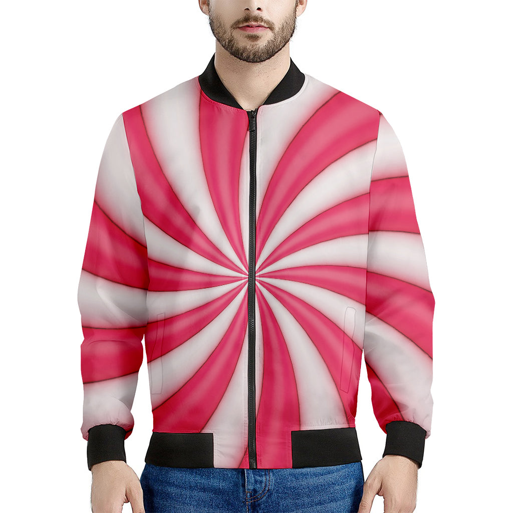 Pink Swirl Candy Print Men's Bomber Jacket