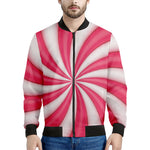 Pink Swirl Candy Print Men's Bomber Jacket