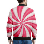 Pink Swirl Candy Print Men's Bomber Jacket