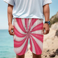 Pink Swirl Candy Print Men's Cargo Shorts
