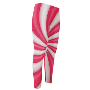 Pink Swirl Candy Print Men's Compression Pants