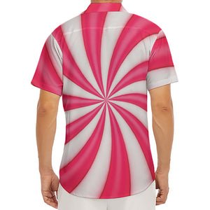 Pink Swirl Candy Print Men's Deep V-Neck Shirt