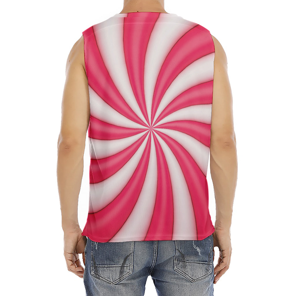 Pink Swirl Candy Print Men's Fitness Tank Top
