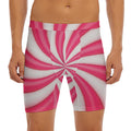 Pink Swirl Candy Print Men's Long Boxer Briefs