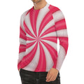 Pink Swirl Candy Print Men's Long Sleeve Rash Guard