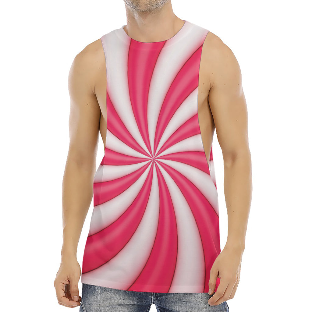 Pink Swirl Candy Print Men's Muscle Tank Top