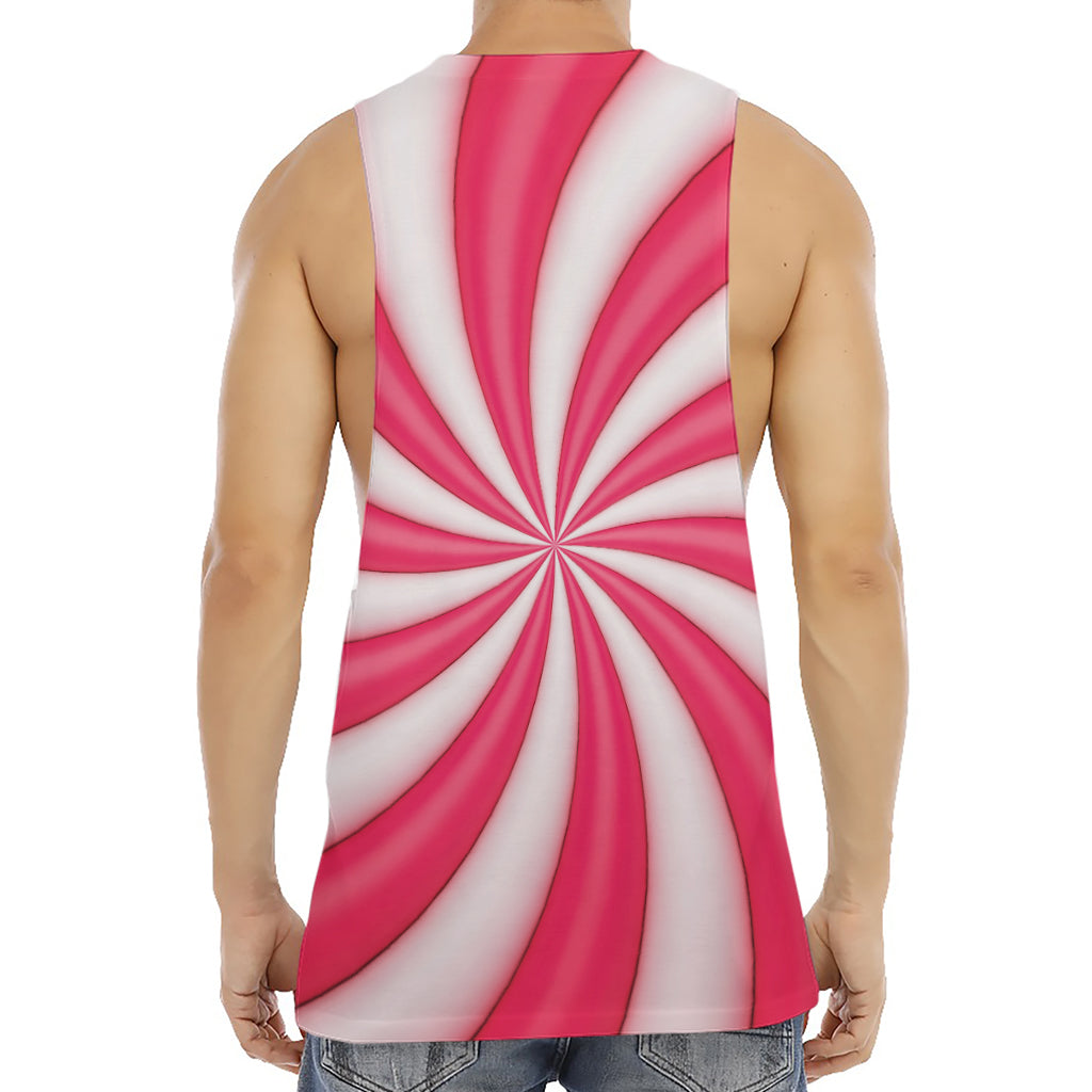 Pink Swirl Candy Print Men's Muscle Tank Top