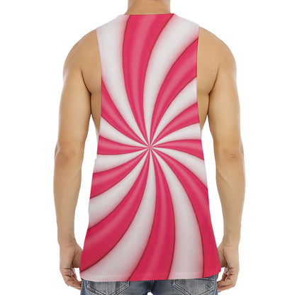 Pink Swirl Candy Print Men's Muscle Tank Top