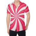 Pink Swirl Candy Print Men's Shirt