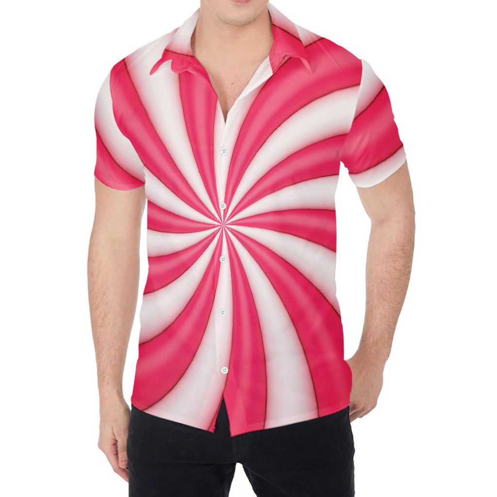 Pink Swirl Candy Print Men's Shirt