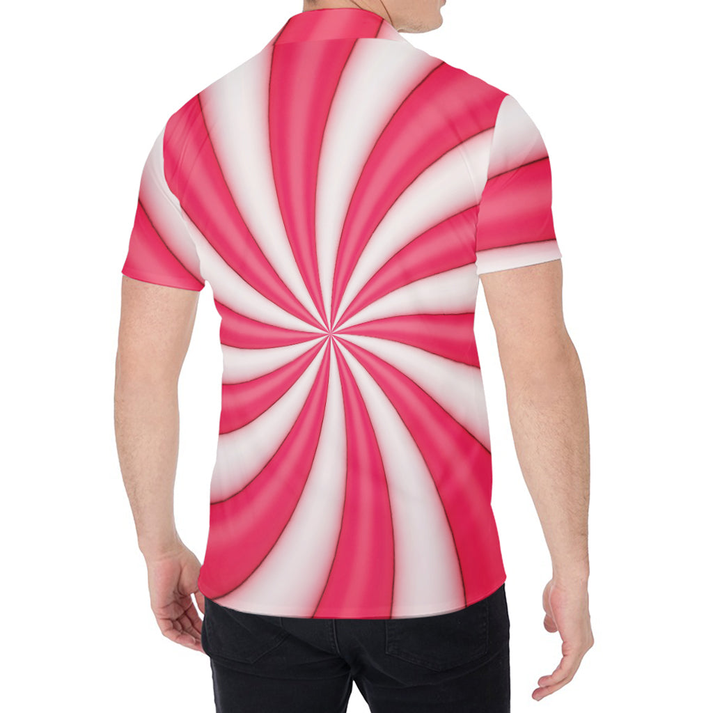 Pink Swirl Candy Print Men's Shirt