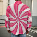 Pink Swirl Candy Print Men's Shirt Jacket