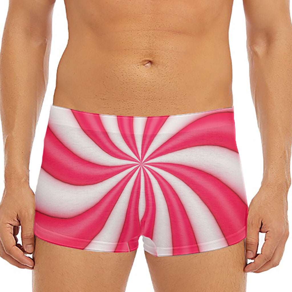 Pink Swirl Candy Print Men's Short Boxer Briefs