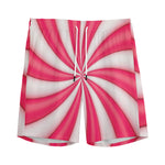 Pink Swirl Candy Print Men's Sports Shorts