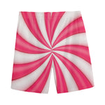 Pink Swirl Candy Print Men's Sports Shorts