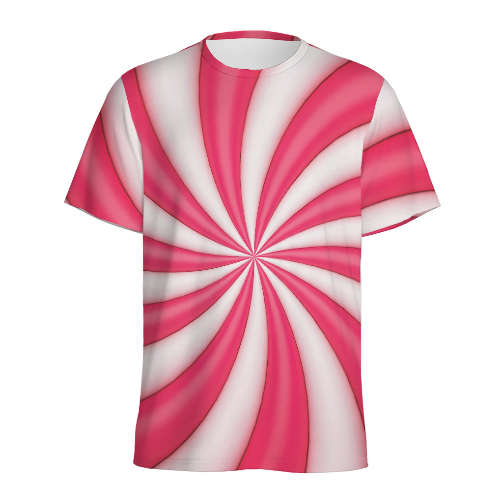 Pink Swirl Candy Print Men's Sports T-Shirt