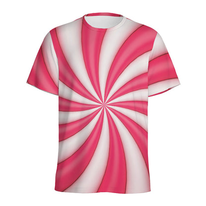 Pink Swirl Candy Print Men's Sports T-Shirt