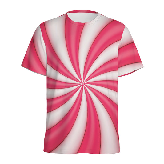 Pink Swirl Candy Print Men's Sports T-Shirt
