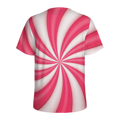 Pink Swirl Candy Print Men's Sports T-Shirt