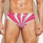 Pink Swirl Candy Print Men's Swim Briefs