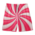Pink Swirl Candy Print Men's Swim Trunks
