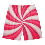 Pink Swirl Candy Print Men's Swim Trunks