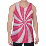 Pink Swirl Candy Print Men's Velvet Tank Top