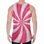Pink Swirl Candy Print Men's Velvet Tank Top