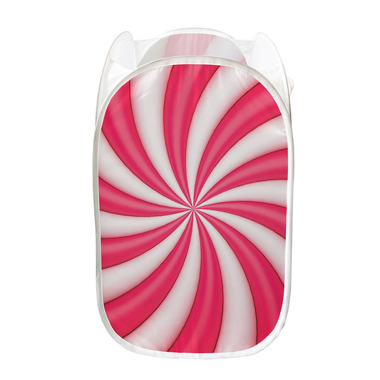 Pink Swirl Candy Print Mesh Laundry Hamper