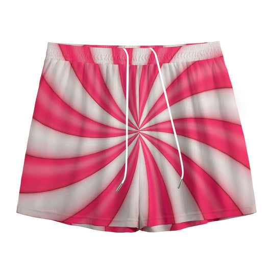 Pink Swirl Candy Print Mesh Shorts