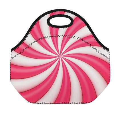 Pink Swirl Candy Print Neoprene Lunch Bag