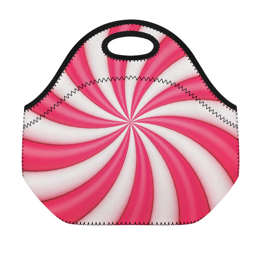 Pink Swirl Candy Print Neoprene Lunch Bag