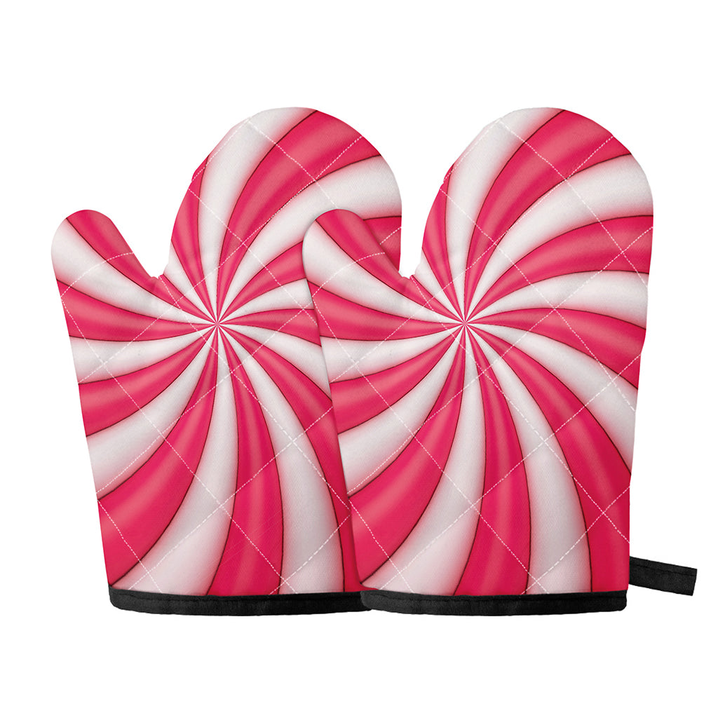 Pink Swirl Candy Print Oven Mitts