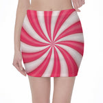 Pink Swirl Candy Print Pencil Mini Skirt