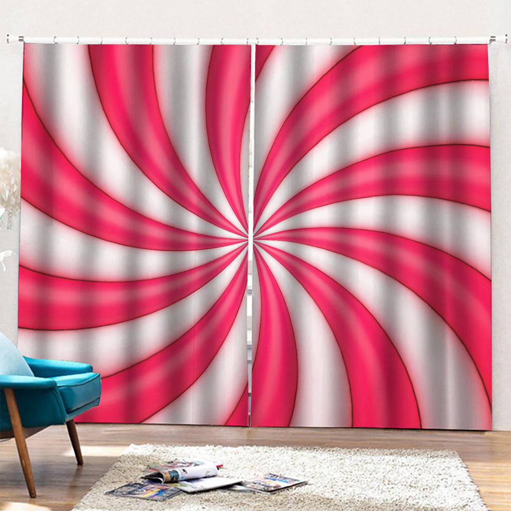 Pink Swirl Candy Print Pencil Pleat Curtains