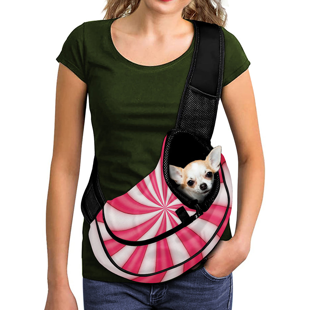 Pink Swirl Candy Print Pet Sling Carrier