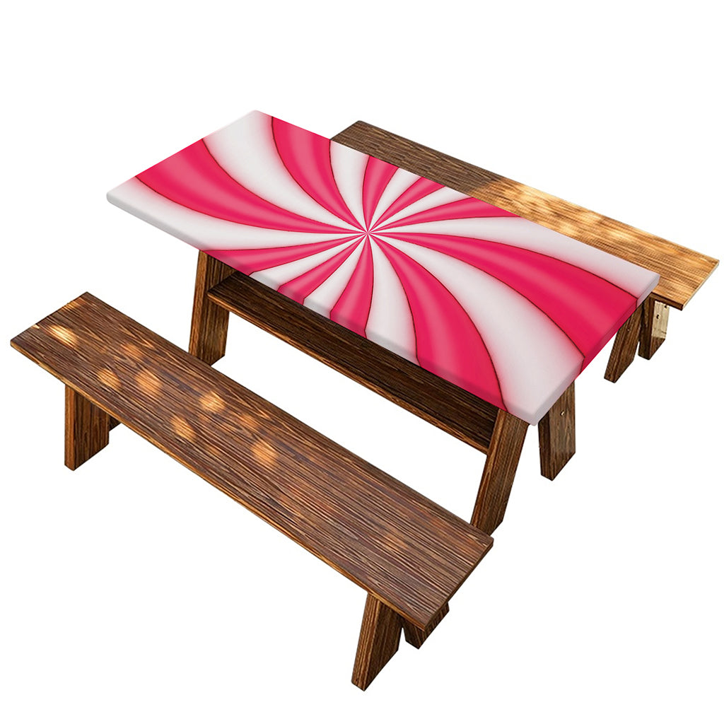 Pink Swirl Candy Print Picnic Table Cover