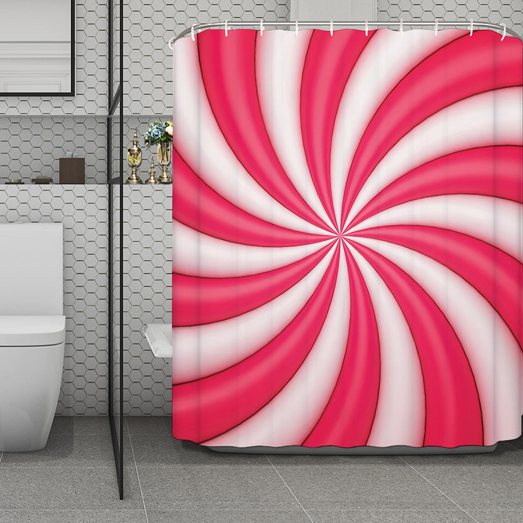 Pink Swirl Candy Print Polyester Shower Curtain