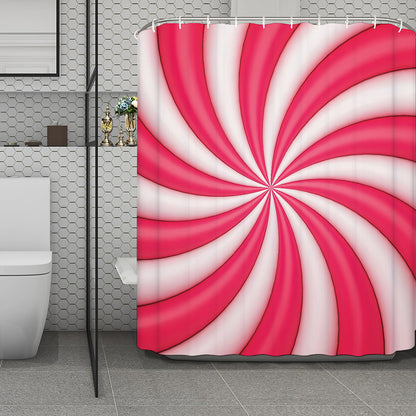 Pink Swirl Candy Print Polyester Shower Curtain