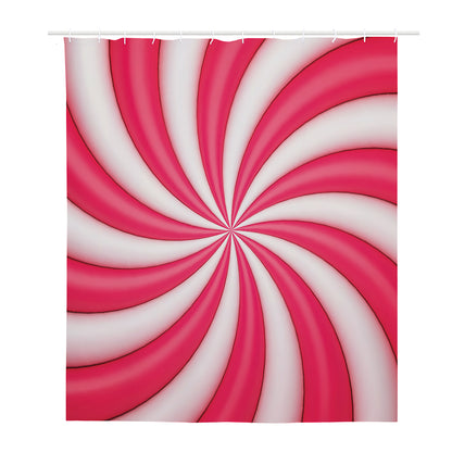 Pink Swirl Candy Print Polyester Shower Curtain