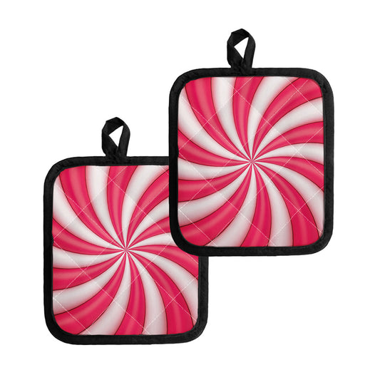 Pink Swirl Candy Print Pot Holders
