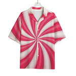 Pink Swirl Candy Print Rayon Hawaiian Shirt