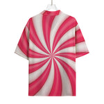 Pink Swirl Candy Print Rayon Hawaiian Shirt