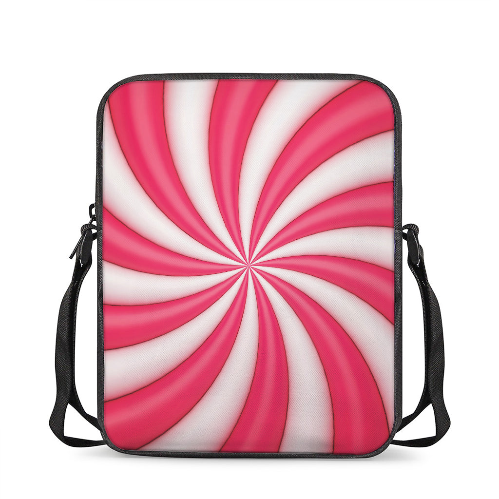 Pink Swirl Candy Print Rectangular Crossbody Bag